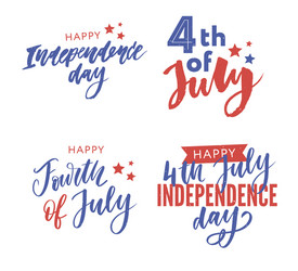 4th july happy independence day calligraphy vector