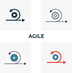 agile icon set four elements in different styles vector image