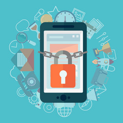 flat of security center lock with chain around vector image