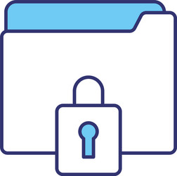 Folder data file with padlock line style icon vector