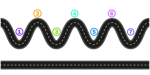 Route infographic template winding asphalt road vector