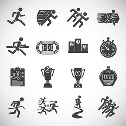 running related icons set on background vector image