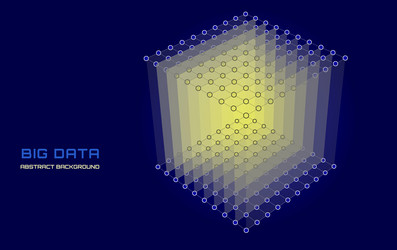 abstract 3d grid cube from dots and lines vector image