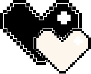 black and white pixel heart isolated vector