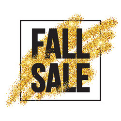 Fall sale promo label golden glitter template vector