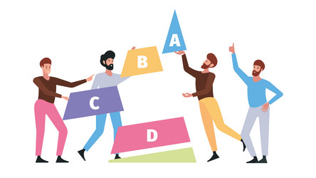 man collect chart teamwork business development vector image
