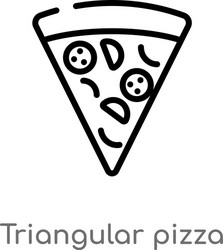 Outline triangular pizza slice icon isolated vector