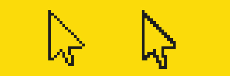 pixel art computer cursors on yellow background vector image