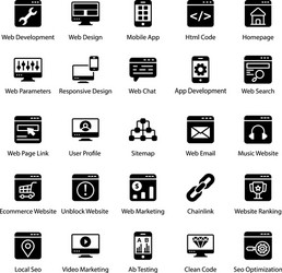 user interface and web designing in solid icons vector image