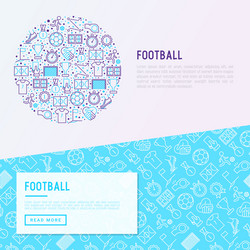 Football concept in circle with thin line icons vector