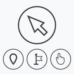 mouse cursor icon hand or flag pointer symbols vector image