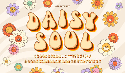 Retro Groovy Font - 70s Psychedelic Type vector image