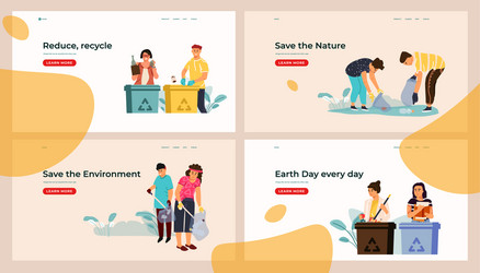 sorting and recycling landing page web site vector image