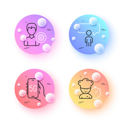 support chef and 5g internet minimal line icons vector image