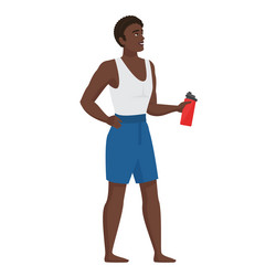 gym trainer with water bottle vector