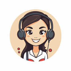 call center operator with headset in a flat style vector image