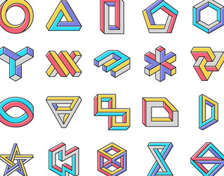 Impossible geometric shape icons set Royalty Free Vector