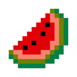 pixel a watermelon image for 8 bit game assets vector image