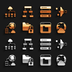 set folder and lock filter setting social vector image