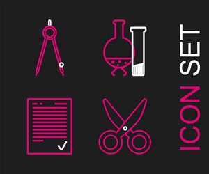 set line scissors exam sheet with check mark vector image