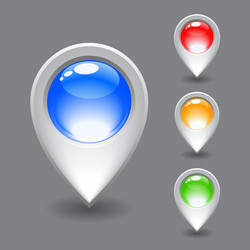 set of white map pointer icon vector image