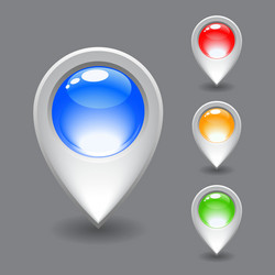 Set of white map pointer icon vector