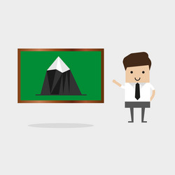 teacher shows pointer on map mountains vector