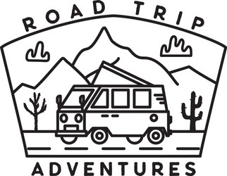 vintage road trip journey badge vector