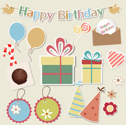 Birthday design elements for scrapbook vector