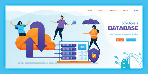 landing page design of safe access database easy vector image
