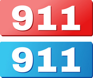 911 text on blue and red rectangle buttons vector