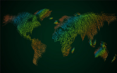 abstract colorful polygonal world map with dots vector image