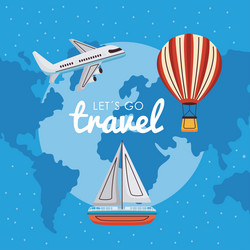 lets go travel lettering vector