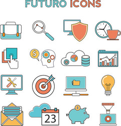 line icons with flat design elements of business vector