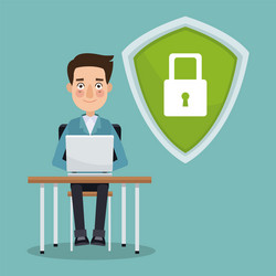 scene color programmer man in desk with laptop vector image