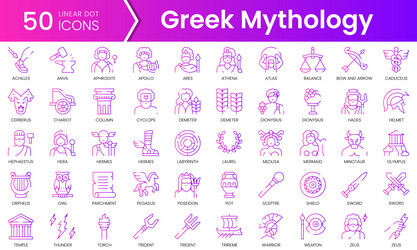 set of greek mythology icons gradient style icon vector image