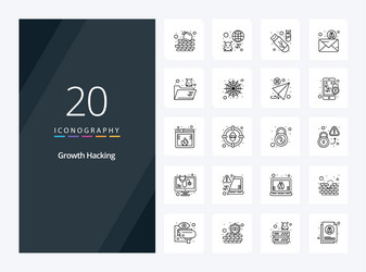 20 hacking outline icon for presentation vector image