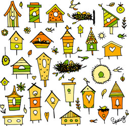 Charming Birdhouse Sketch Collection Vector Image