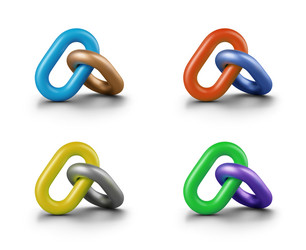 set of colored chain links different types vector image