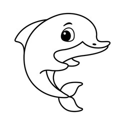doodle dolphin coloring page cartoon Vector Image