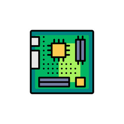 Computer hardware motherboard icon line glyph vector