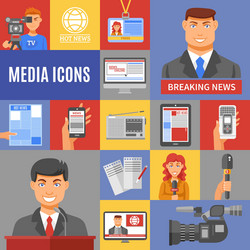 journalism icons set vector