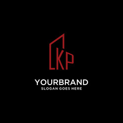 kp initial monogram with building logo design vector image