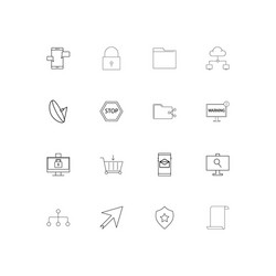 network and database linear thin icons set vector image