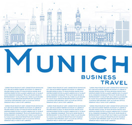 outline munich skyline with blue buildings vector