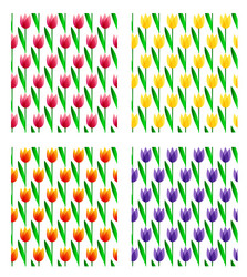 set of seamless patterns with spring flowers vector image