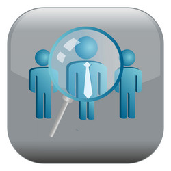 Magnifier people square icon vector