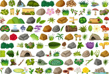 Set isolated objects theme - nature Royalty Free Vector