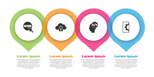 set web and graphic design cloud computing lock vector image