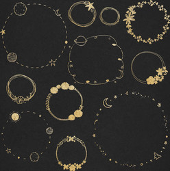 Floral wreath frame gold effect Royalty Free Vector Image